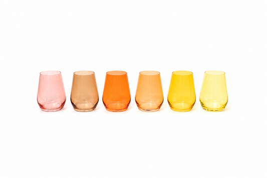 Golden Hour Collection - Stemless Ombre Set of 6 Colored Wine Glass