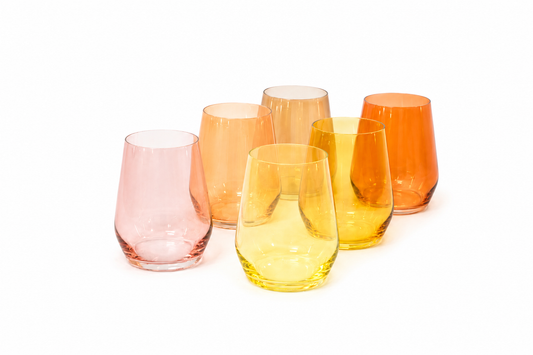 Golden Hour Collection - Stemless Ombre Set of 6 Colored Wine Glass
