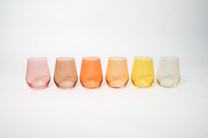 Golden Hour Collection - Ombre Set of 6 Colored Wine Glass
