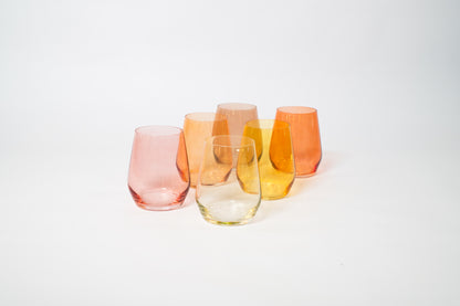 Golden Hour Collection - Ombre Set of 6 Colored Wine Glass