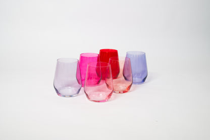 Cotton Candy Collection - Colored Wine Glass Ombré Set of 6