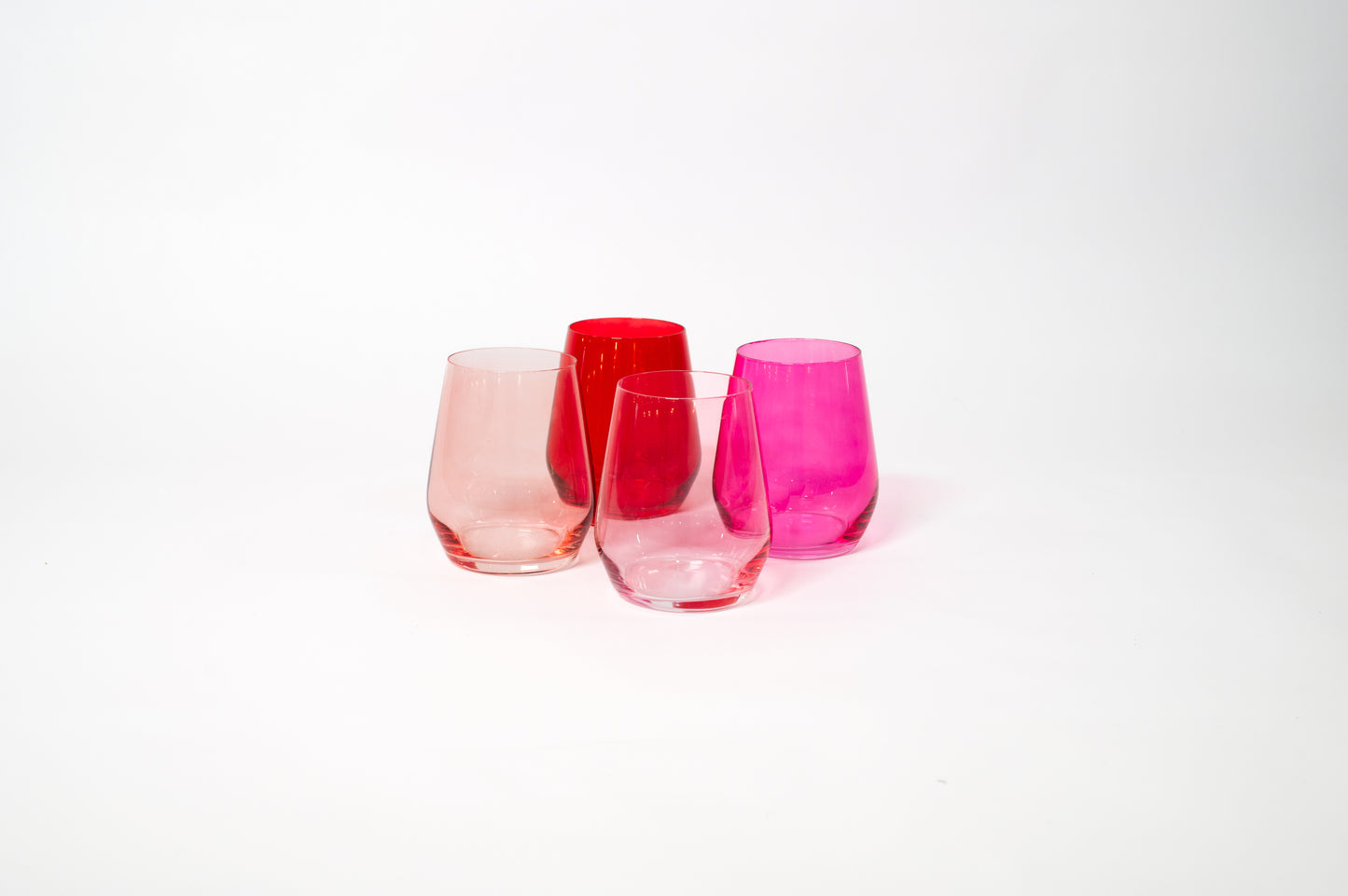Red & Rose Collection - Stemless Ombre Set of 4 Colored Wine Glass