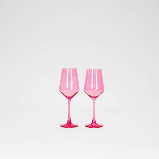 Colored Wine Glasses Set of 2 - Bubblegum Pink