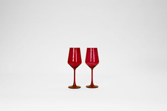 Cherry Red Colored Wine Glass - Set of 2