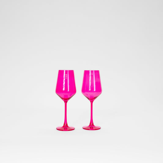 Colored Wine Glasses Set of 2 - Hot Hot Pink