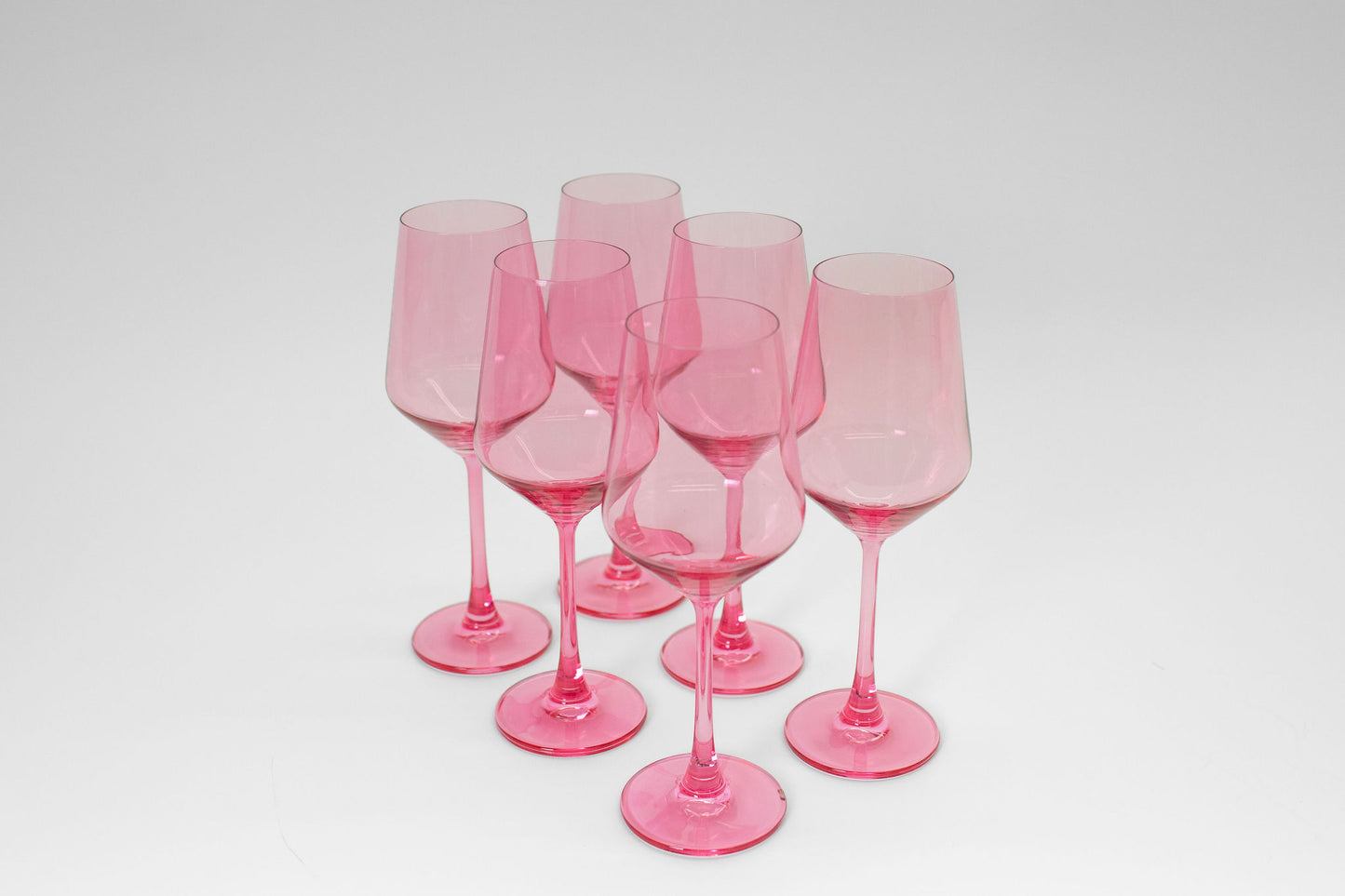 Colored Wine Glasses Set of 6 - Bubblegum Pink