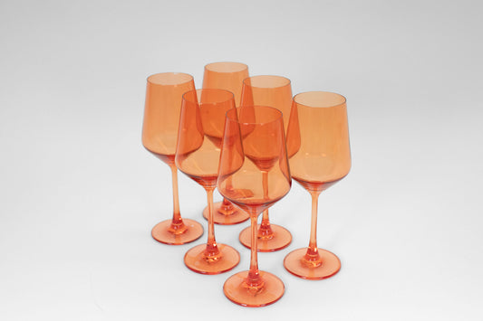 Colored Wine Glasses Set of 6 - Aperol Orange