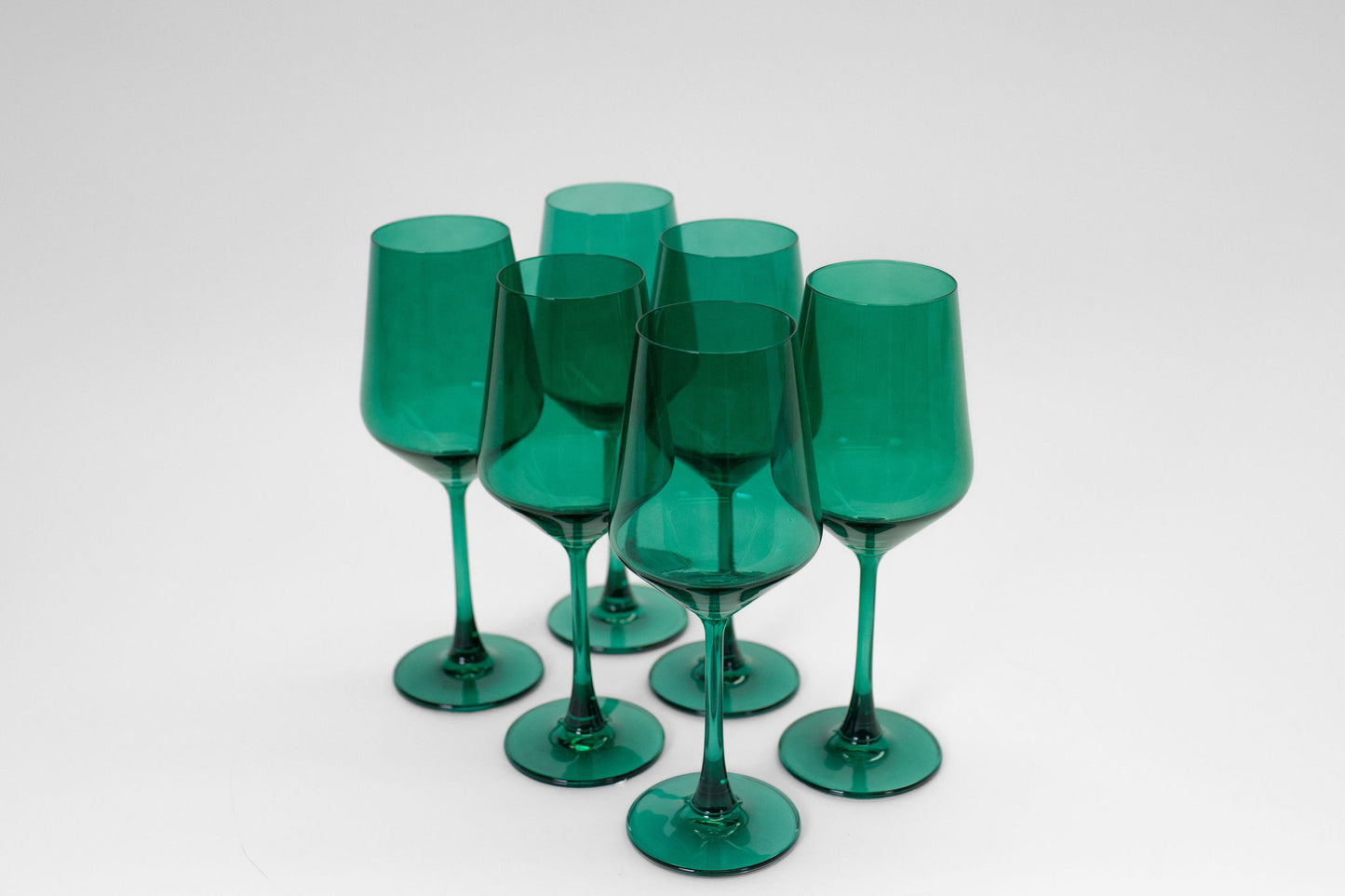 Emerald Green Colored Wine Glasses - Set of 6
