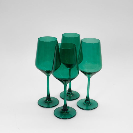Colored Wine Glasses Emerald Green - Set of 4