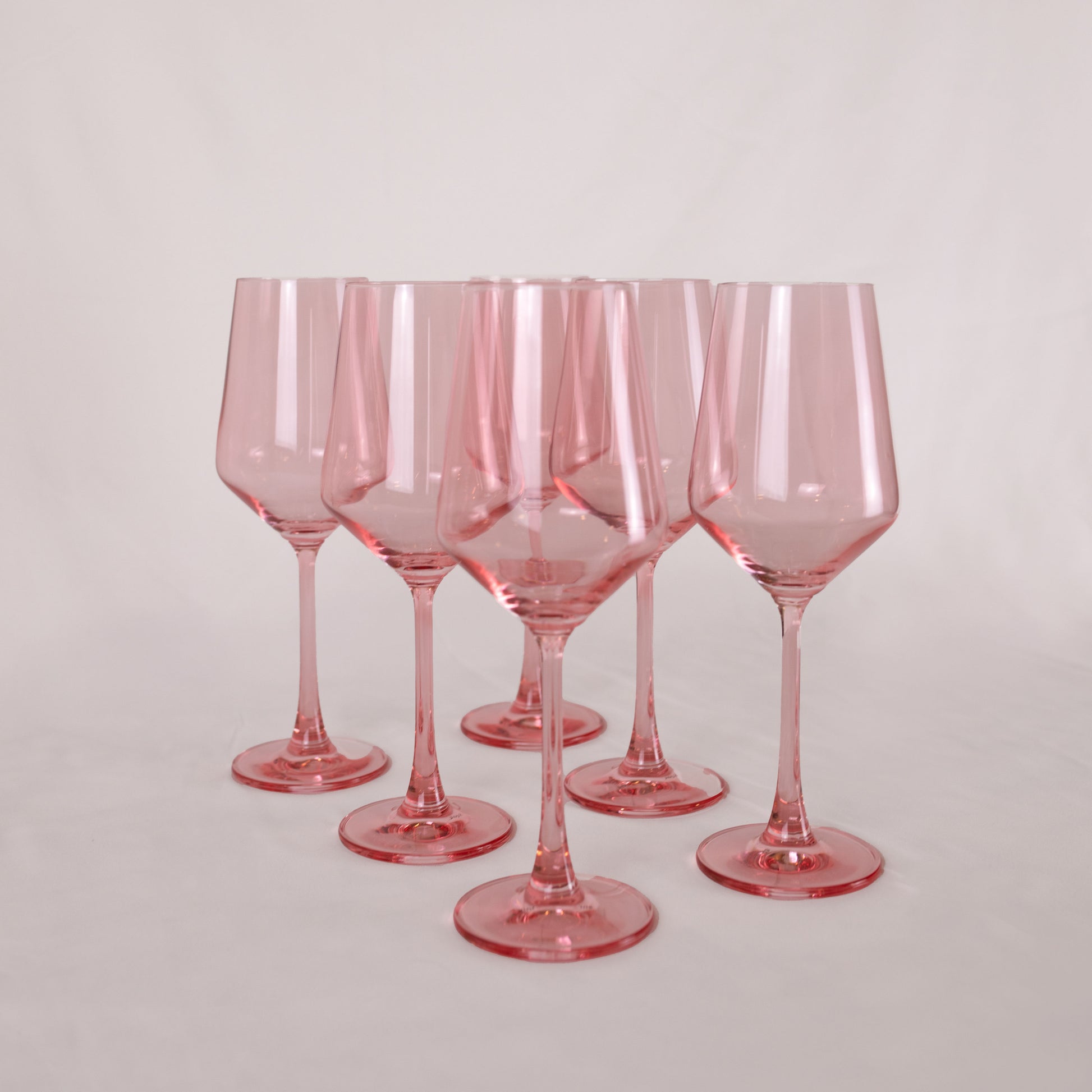 Pastel pink wine glasses - set of 6