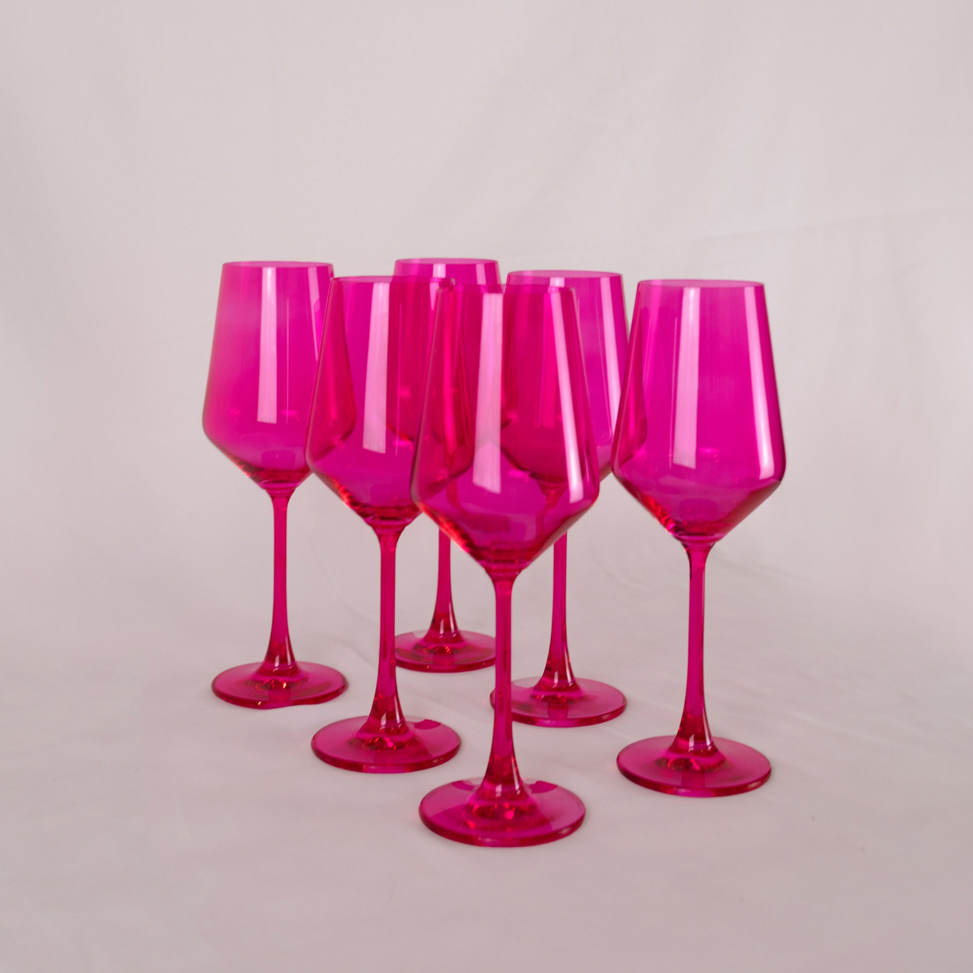 Bold and vibrant pink wine glasses - set of 6
